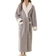 thumbnail image 1 of Fengactive Women's Robe Long Plush Soft Bathrobe Jacquard Color Block Robes Shawl Collar Sleepwear with Pockets, 1 of 4