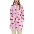 thumbnail image 1 of Fengactive Women's Robe Plush Soft Fluffy Fuzzy Cozy Warm Lightweight Bathrobe Shower House Print Shaggy Robe, 1 of 4