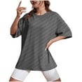 thumbnail image 1 of Fengactive Women's Round Neck Tunic Half Sleeve Blouse Stretch Loose Fit Shirts Comfortable Summer Solid Tops, 1 of 6