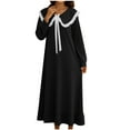 thumbnail image 1 of Fengactive Women's Ruffle Cute Collared Nightgown Long Sleeve Loose Long Nightshirt Laceup Front Sleepshirts Nightdress, 1 of 6