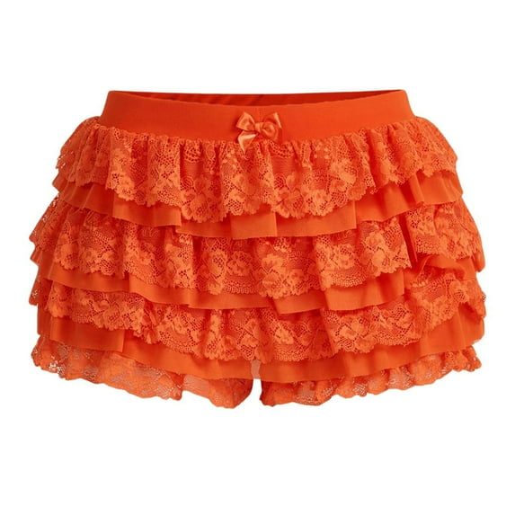 Fengactive Women's Ruffle Shorts Lace Elastic Waist Bow Solid Color Multi Layer Cake Stacking Skirt Pants Sleeping Pants