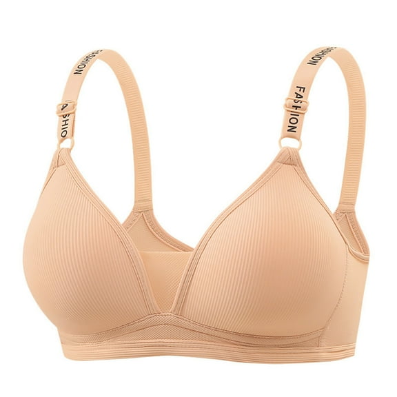 Fengactive Women's Seamless Comfortable Bra Full Coverage Wireless Stretch T-Shirt Bras Ribbed Push Up Everyday Bralette