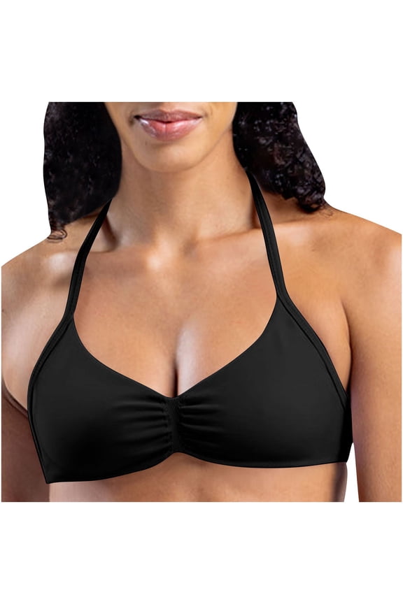 Women's Seamless Halter Sports Bra Open Back Padded Gym Workout Crop Tank Tops Low Impact Bra