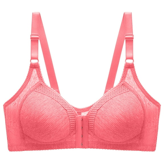 Fengactive Women's Comfortable Thin Bra Wireless Front Buckle Wrap-Up Sagging Breathable Daily Bralette