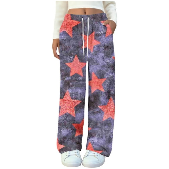 Fengactive Women's Shaggy Pajama Trousers Fashion Tie Dye Star Print Fuzzy Plush Lounge Pants Fall Winter Warm Pants