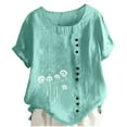 thumbnail image 1 of Fengactive Women's Short Sleeve Crew Neck Tops Printed Shirts Button Summer Blouses Tunic Trendy, 1 of 5
