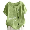 thumbnail image 1 of Fengactive Women's Short Sleeve Crew Neck Tops Printed Shirts Button Summer Blouses Tunic Trendy, 1 of 5