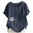 thumbnail image 1 of Fengactive Women's Short Sleeve Crew Neck Tops Printed Shirts Button Summer Blouses Tunic Trendy, 1 of 5