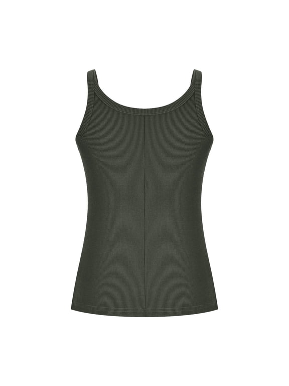 Fengactive Women's Sleeveless Tank Top Form Fitting Scoop Neck Ribbed Knit Basic Cami Shirts