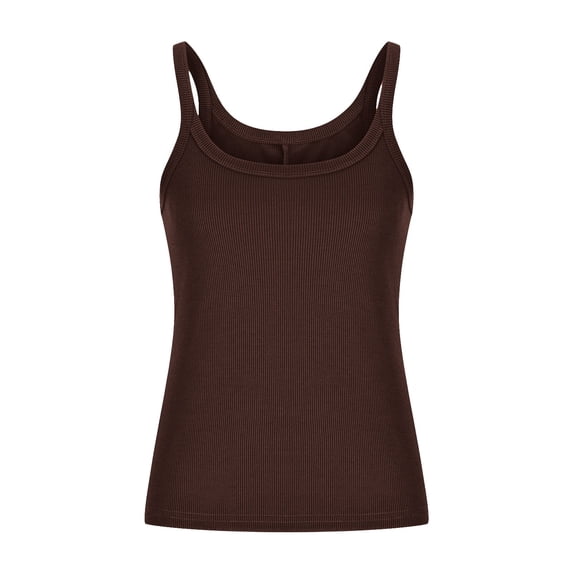 Fengactive Women's Sleeveless Tank Top Form Fitting Scoop Neck Ribbed Knit Basic Cami Shirts