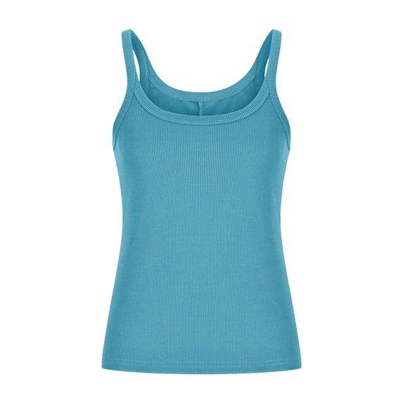 Fengactive Women's Sleeveless Tank Top Form Fitting Scoop Neck Ribbed Knit Basic Cami Shirts