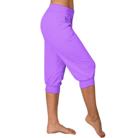 Fengactive Women's Slim Fit High Waisted Capri Yoga Pants for Women Elastic Waist Lounge Pants for Women