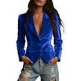 thumbnail image 1 of Fengactive Women's Slim Fit Velvet Blazers Stylish Lapel Collar Deep V Long Sleeve Elegant Party Jackets, 1 of 8