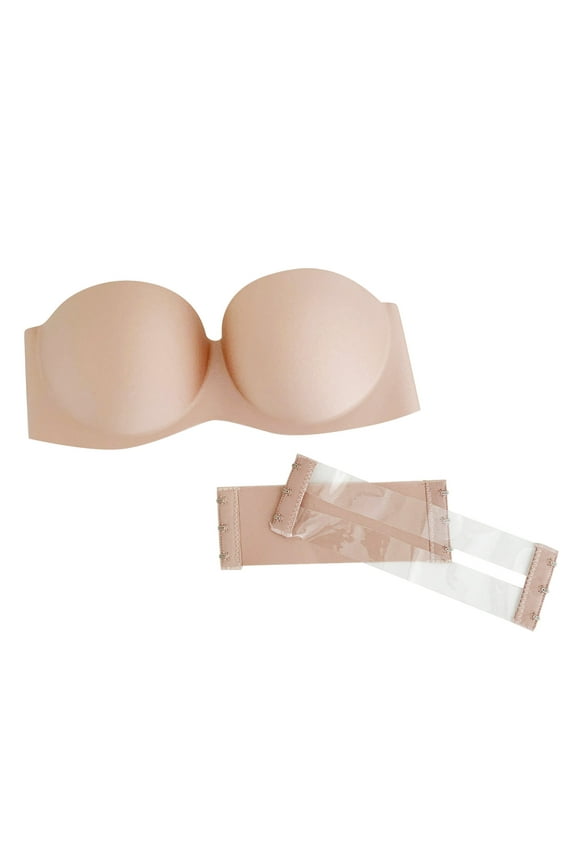 Women's Strapless Bra Seamless Padded Bandeau Bra Non-Slip Push Up Convertible Bralette