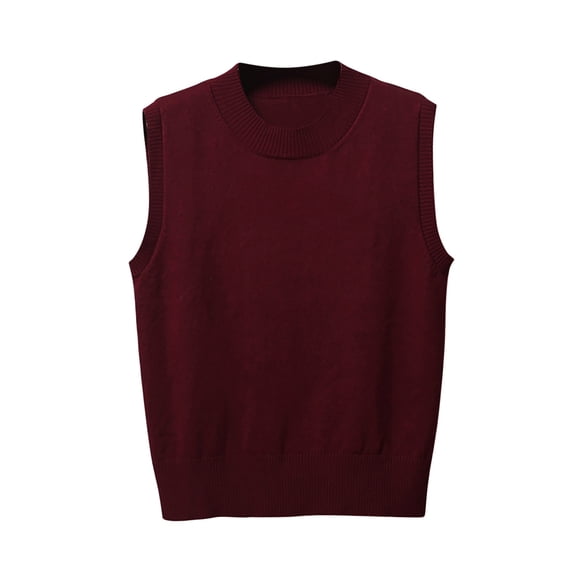 Fengactive Women's Sweater Vest Crew Neck Sleeveless Pullover Sweater Basic Solid Ribbed Knit Tank Tops