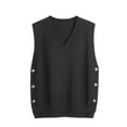thumbnail image 1 of Fengactive Women's Sweater Vest V Neck Sleeveless Pullover Knit Vest Casual Solid Button Down Side Sweaters Tops, 1 of 7