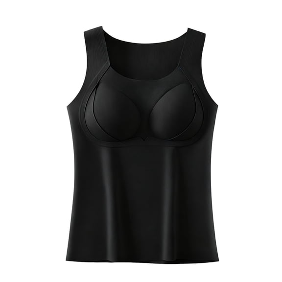Fengactive Women's Thermal Tank Tops with Built-in Bra High Stretch Sleeveless Camisoles Comfy Soft Base Layer Vest