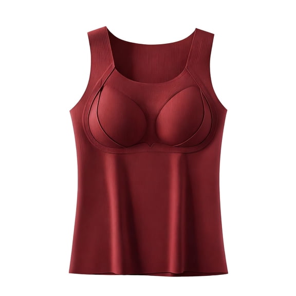 Fengactive Women's Thermal Tank Tops with Built-in Bra High Stretch Sleeveless Camisoles Comfy Soft Base Layer Vest