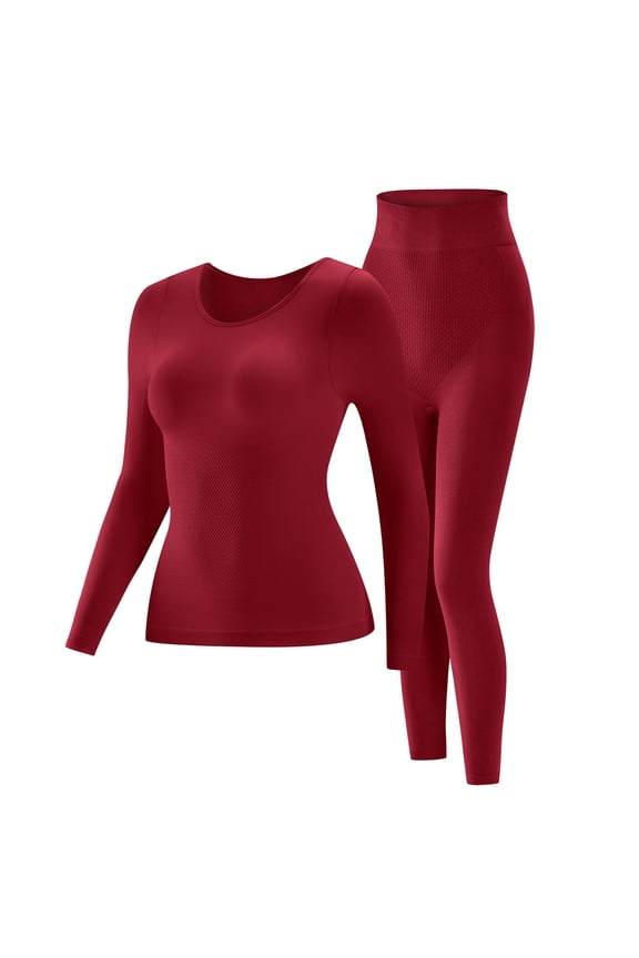 Women's Thermal Underwear Fleece Lined Base Layer Set High Waist Shaping Cold Weather Top Bottom Winter Clothing