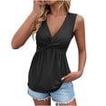 thumbnail image 1 of Fengactive Women's V Neck Sleeveless Tank Top Twist Front Solid Color Summer Going Out Tops, 1 of 9