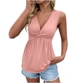 thumbnail image 1 of Fengactive Women's V Neck Sleeveless Tank Top Twist Front Solid Color Summer Going Out Tops, 1 of 9