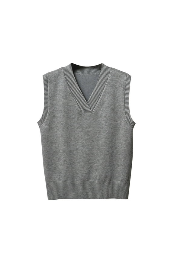 Women's V Neck Sweater Vest Sleeveless Ribbed Knit Pullover Basic Tank Tops
