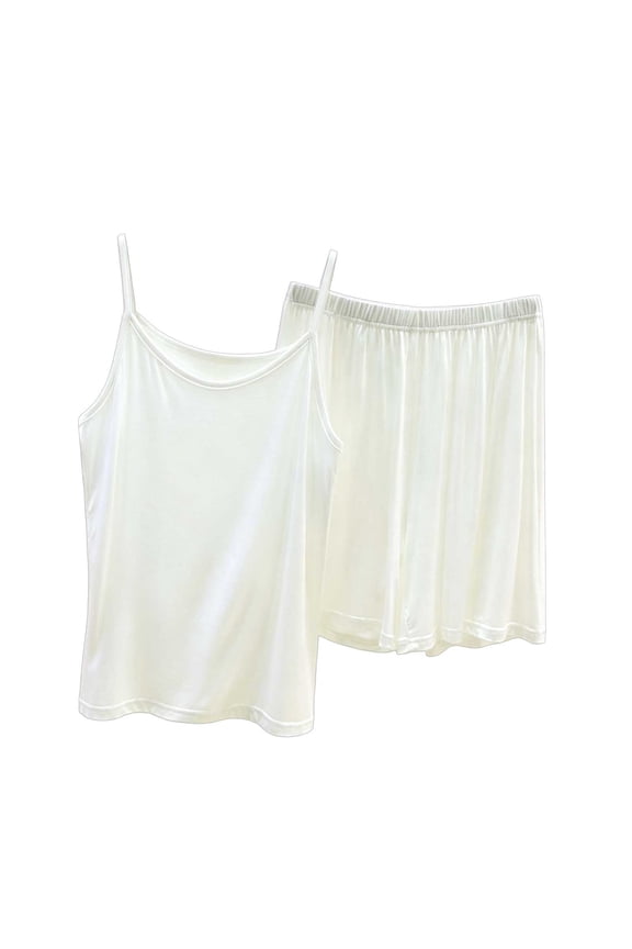 Womens 2 Piece Lounge Set Spaghetti Strap Cami Top and Elastic Waist Shorts Sleepwear