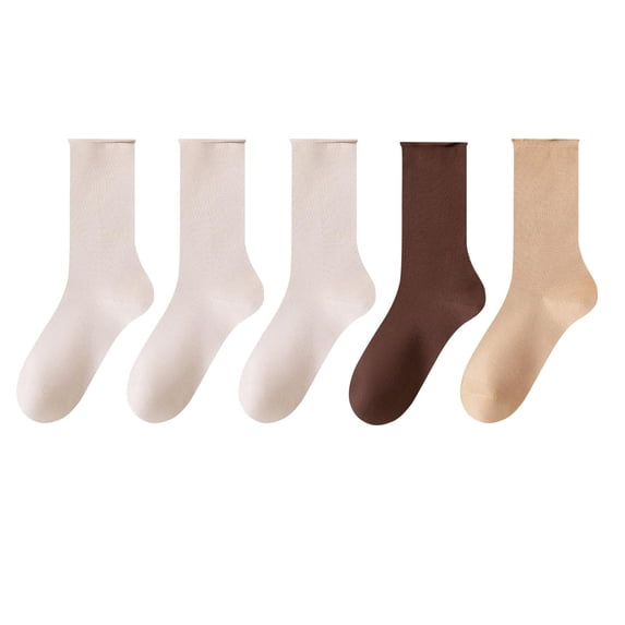 Fengactive Womens 5 Pack Crew Socks Solid Mid Calf Basic Socks Soft Breathable Comfortable for Daily Wear