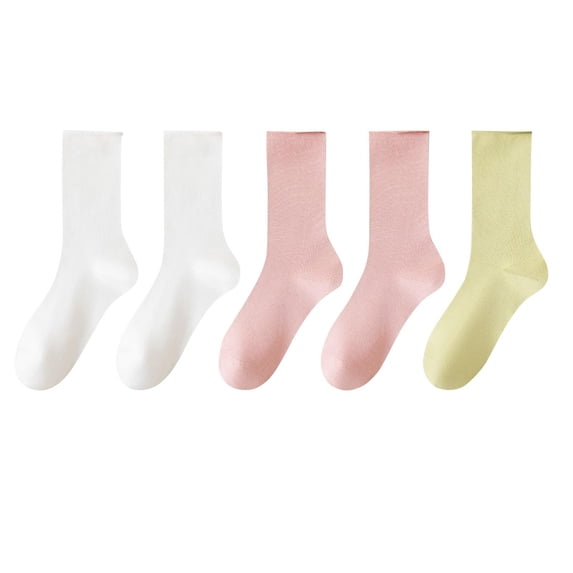 Fengactive Womens 5 Pack Crew Socks Solid Mid Calf Basic Socks Soft Breathable Comfortable for Daily Wear