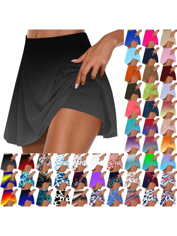 Womens Athletic Skorts Summer Workout Built-in Shorts Sports Running Casual High Waisted Yoga Skirts