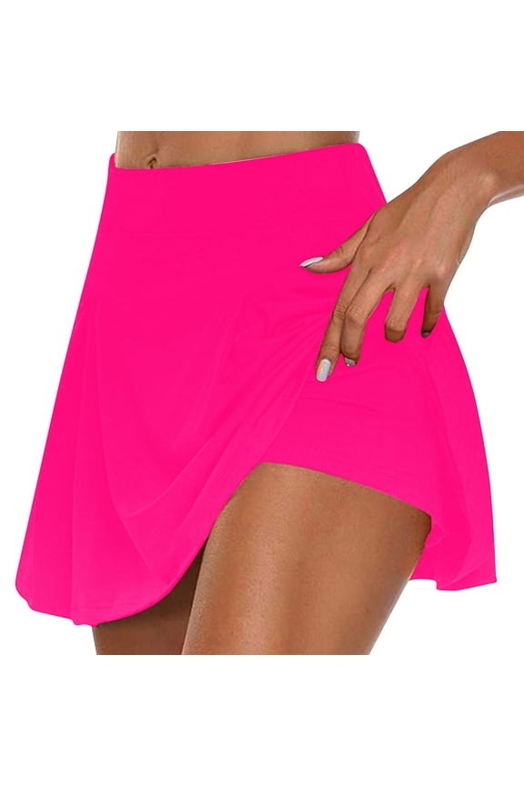 Womens Athletic Skorts Summer Workout Built-in Shorts Sports Running Casual High Waisted Yoga Skirts