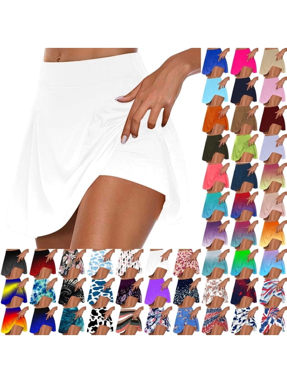 Womens Athletic Skorts Summer Workout Built-in Shorts Sports Running Casual High Waisted Yoga Skirts