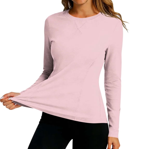 Fengactive Womens Athletic Top Sun Protection Diagonal Seam Fitted Long Sleeve Workout Shirt