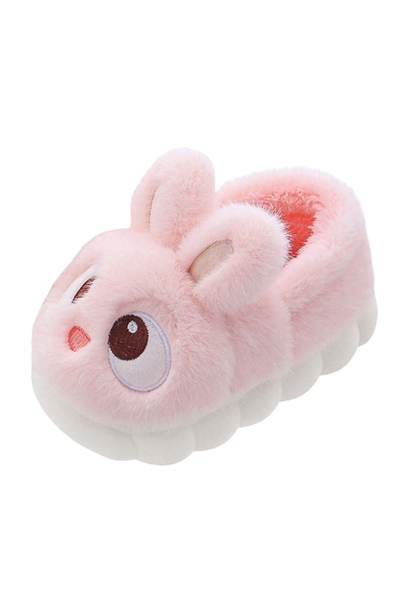 Womens Bunny Face Plush Slippers 3D Ear Decor Warm Indoor Non Slip House Slippers