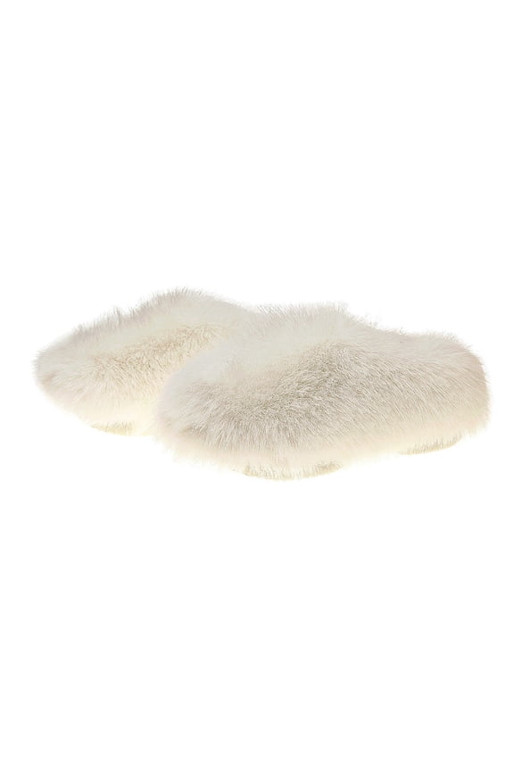 Womens Closed Heel Mule Slippers Plush Textured Upper Chunky Platform Outdoor Winter Shoes