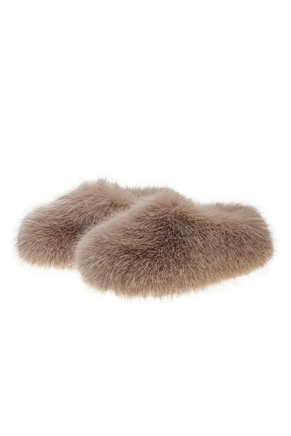 Womens Closed Heel Mule Slippers Plush Textured Upper Chunky Platform Outdoor Winter Shoes