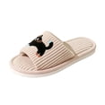 thumbnail image 1 of QINGFSAP Womens Cozy Plush Open Toe Slippers Embroidered Cat Design Non Skid Flat Sole Winter House Slippers, 1 of 9