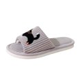 thumbnail image 1 of Fengactive Womens Cozy Plush Open Toe Slippers Embroidered Cat Design Non Skid Flat Sole Winter House Slippers, 1 of 7