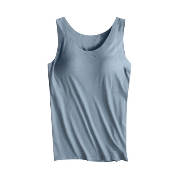 Fengactive Womens Crew Neck Sleeveless Tank Tops with Built in Bra Tee Summer Basic Workout Top Camisole