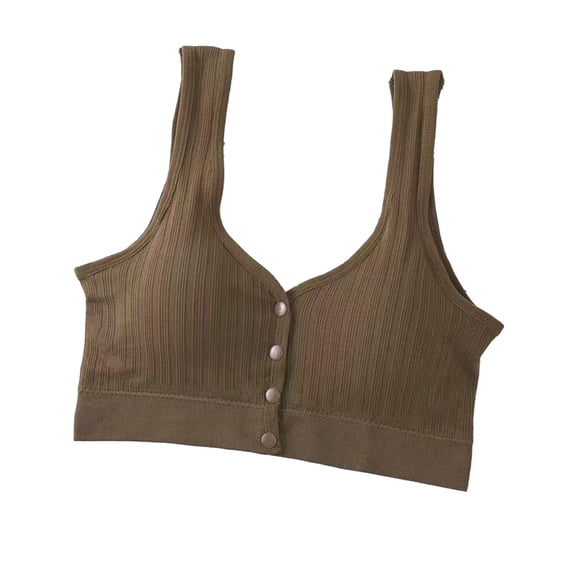 QINGFSAP Womens Front Snap Closure Bras Soft Seamless No Underwire Full Coverage Bralette Supportive Comfort Solid Color Bra