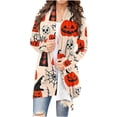 thumbnail image 1 of Fengactive Womens Halloween Cardigan Open Front Long Sleeve Duster Coat All Over Print Pattern Loose Fit Fall Wear, 1 of 7