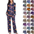 thumbnail image 1 of Fengactive Womens Halloween Pajama Set Long Sleeve Button Down Top with Pockets and Matching Lounge Pants, 1 of 7