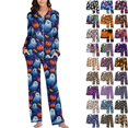 thumbnail image 1 of Fengactive Womens Halloween Pajama Set Long Sleeve Button Down Top with Pockets and Matching Lounge Pants, 1 of 7