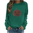 thumbnail image 1 of QINGFSAP Womens Halloween Rhinestone Sweatshirt Long Sleeve Crewneck Pullover Top Sparkly Ghost Design Loose Fall Wear, 1 of 5