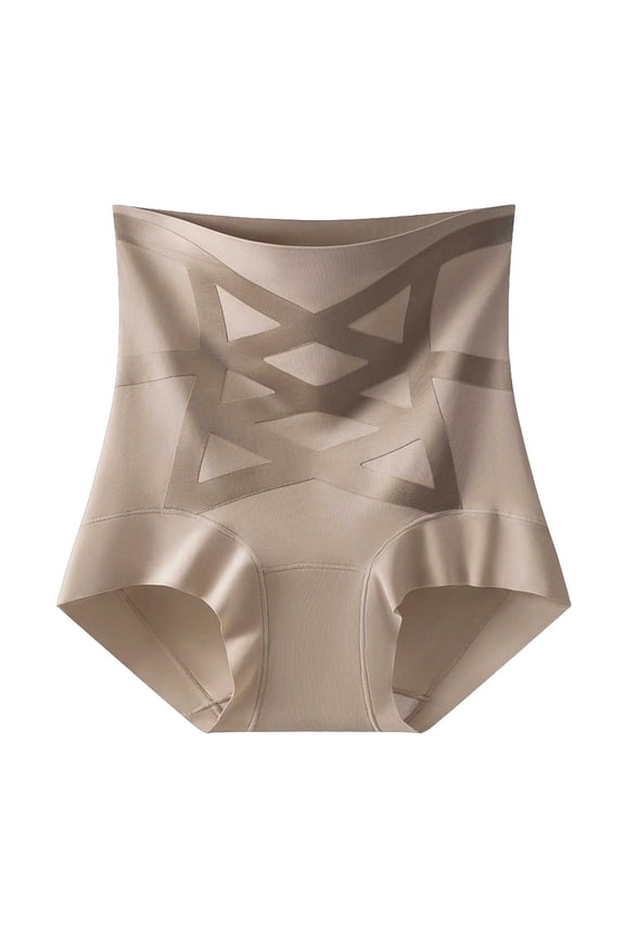 Womens High Rise Seamless Shaping Briefs Crisscross Geometric Lines Lifting Breathable Underwear