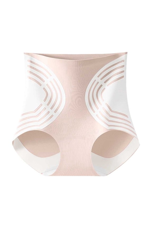 Womens High Rise Seamless Shaping Briefs Geometric Arched Lines Tummy Control Lifting Underwear