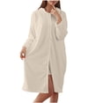 thumbnail image 1 of QINGFSAP Womens Hooded Bathrobe Long Sleeve Snap Button Front Quick Dry Absorbent Lounge Wear, 1 of 7