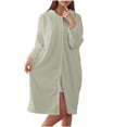 thumbnail image 1 of QINGFSAP Womens Hooded Bathrobe Long Sleeve Snap Button Front Quick Dry Absorbent Lounge Wear, 1 of 7