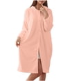 thumbnail image 1 of QINGFSAP Womens Hooded Bathrobe Long Sleeve Snap Button Front Quick Dry Absorbent Lounge Wear, 1 of 7