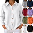 thumbnail image 1 of Fengactive Womens Knit Button Down Shirt Long Sleeve Collared Blouse Casual Loose Fit Tunic Top, 1 of 7